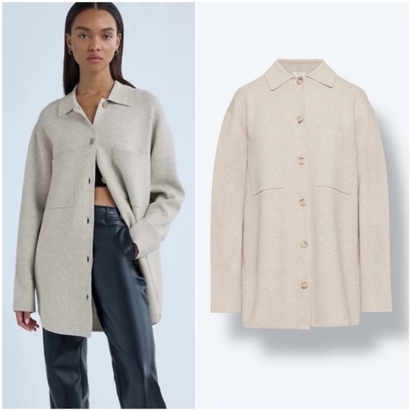Aritzia Society Shirt Jacket In Heather Oatmeal Size S - Picture 11 of 11